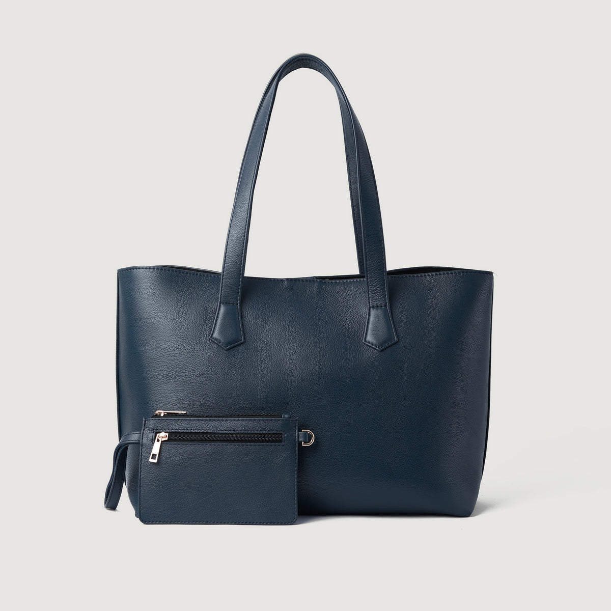 Brex Bianca Blue Leather Tote Bag - blue leather tote bag, view 1
