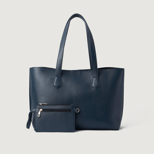 Brex Bianca Blue Leather Tote Bag - blue leather tote bag, view 1
