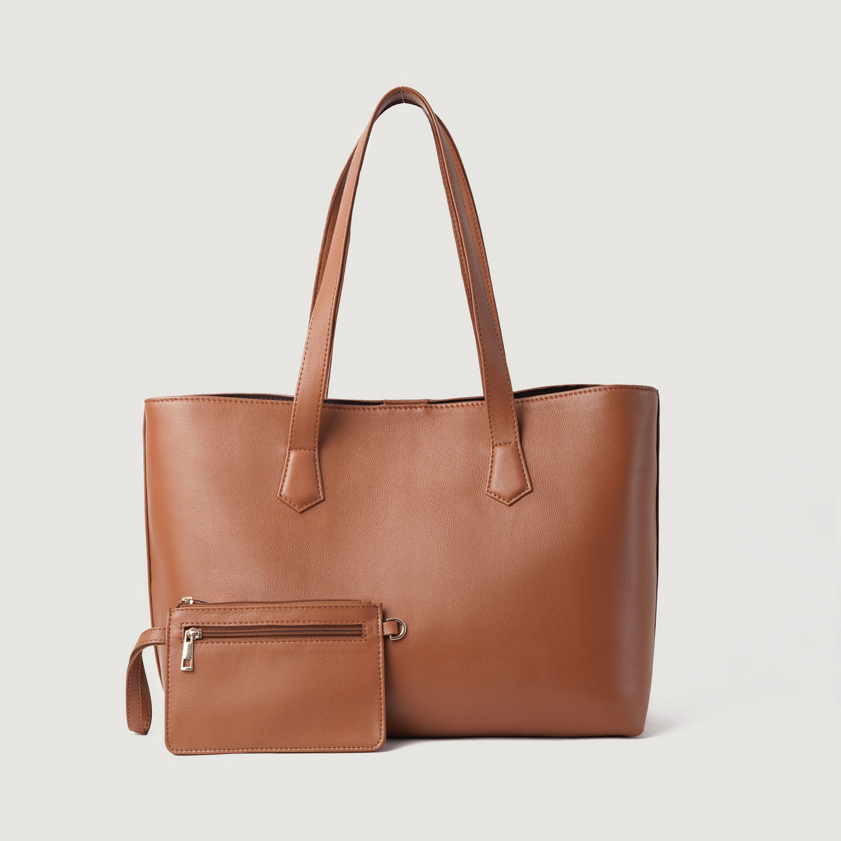Brex Bianca Brown Leather Tote Bag - brown leather tote bag, view 1