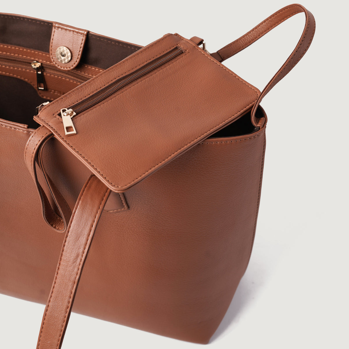 Brex Bianca Brown Leather Tote Bag - brown leather tote bag, view 6