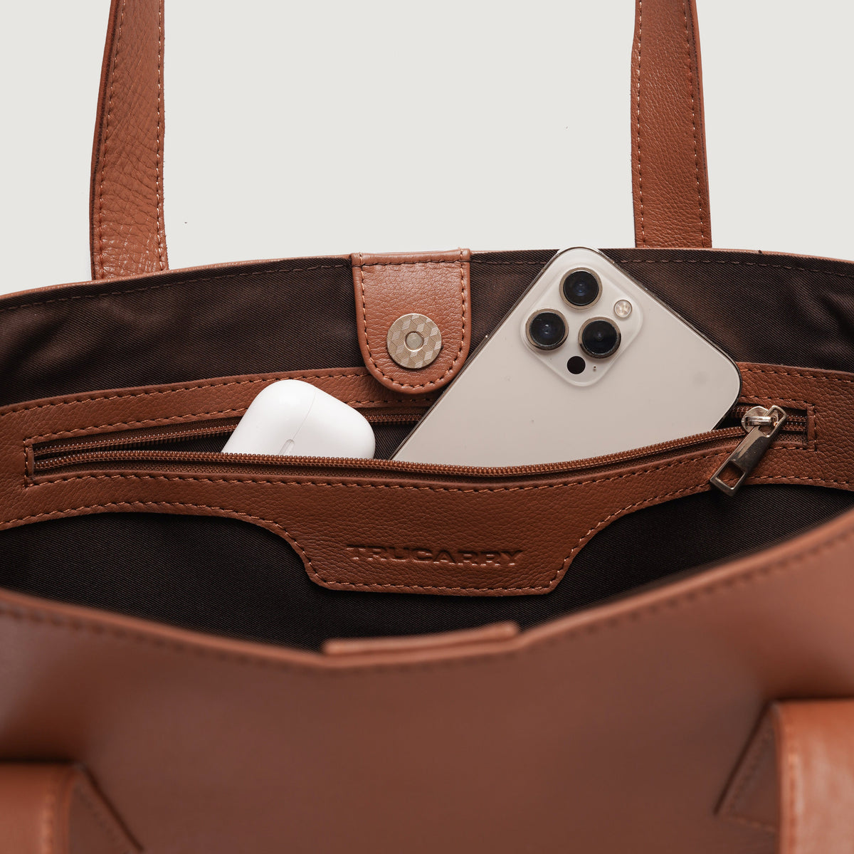Brex Bianca Brown Leather Tote Bag - brown leather tote bag, view 7
