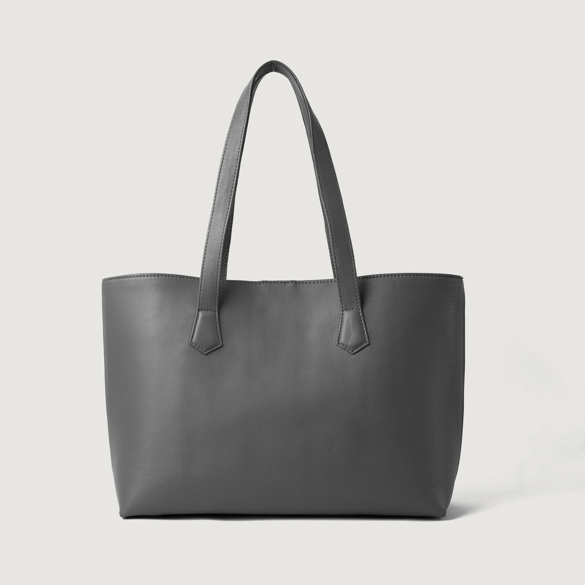 Brex Bianca Grey Leather Tote Bag - grey leather tote bag, view 3