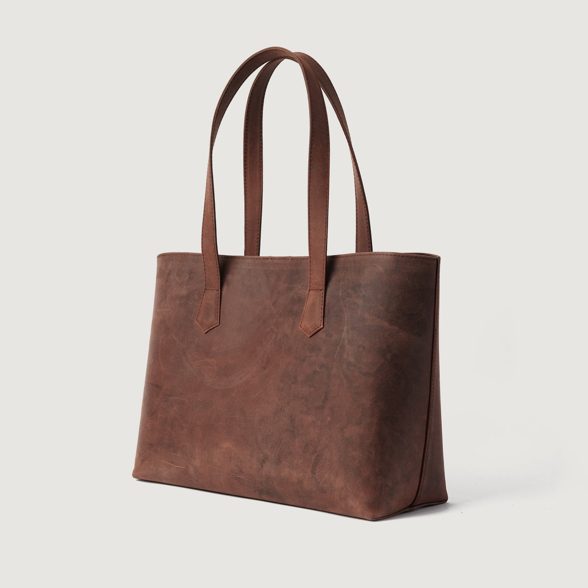 Brex Bianca Vintage Distressed Brown Leather Tote Bag - brown leather vintage distressed tote bag, view 4