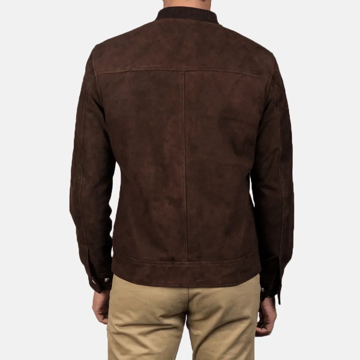 Blain Mocha Suede Bomber Jacket - men's jacket in mocha suede leather, view 5