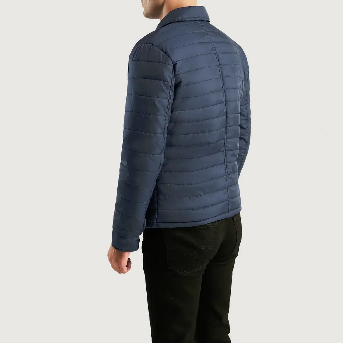 Bo Quilt Windbreaker Jacket - men's jacket in blue nylon-polyester fabric, view 4