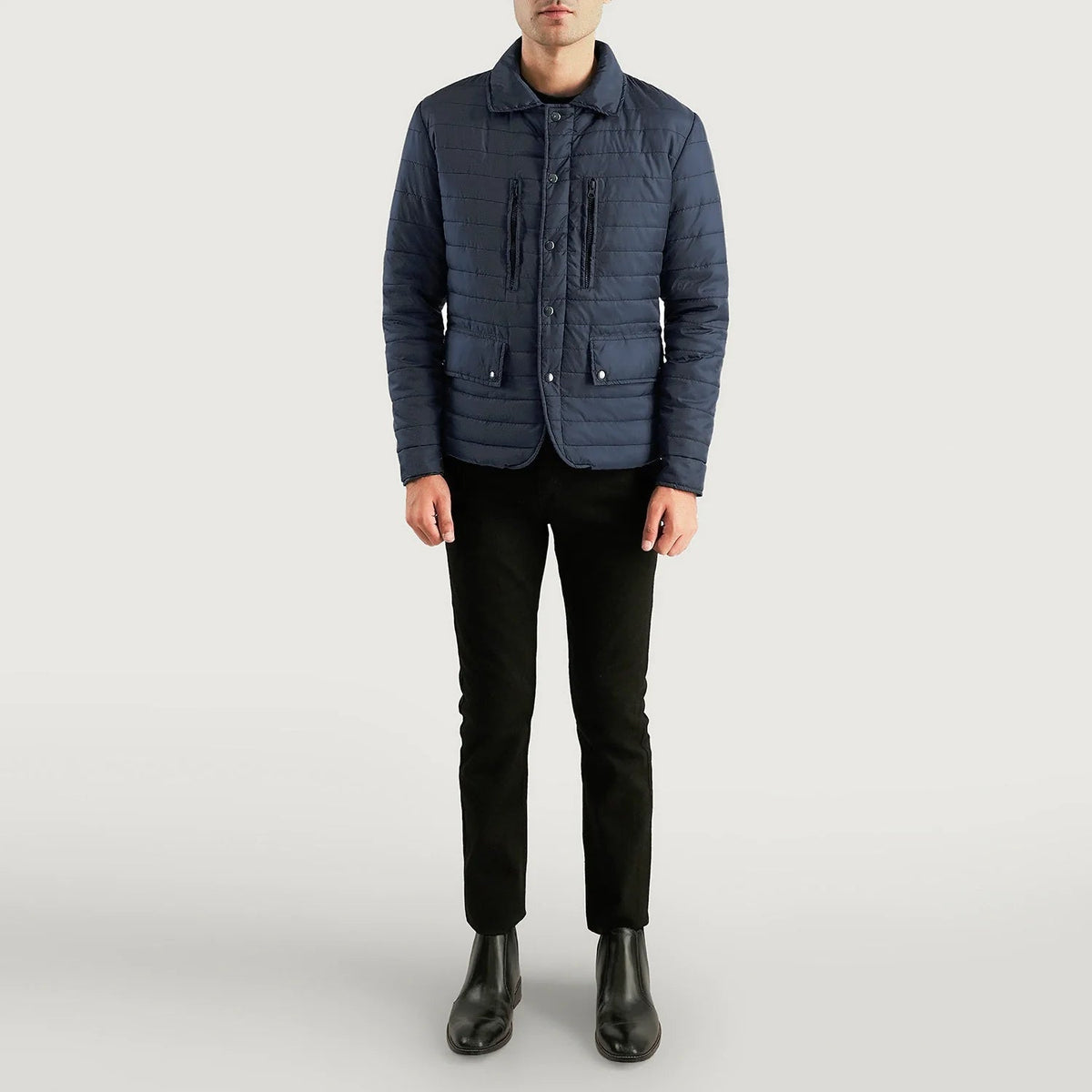 Bo Quilt Windbreaker Jacket - men's jacket in blue nylon-polyester fabric, view 5