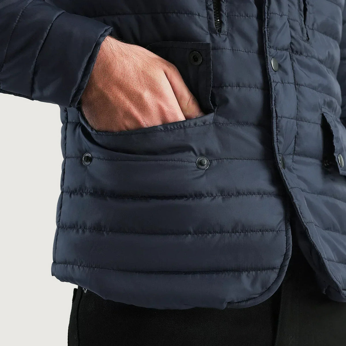 Bo Quilt Windbreaker Jacket - men's jacket in blue nylon-polyester fabric, view 6