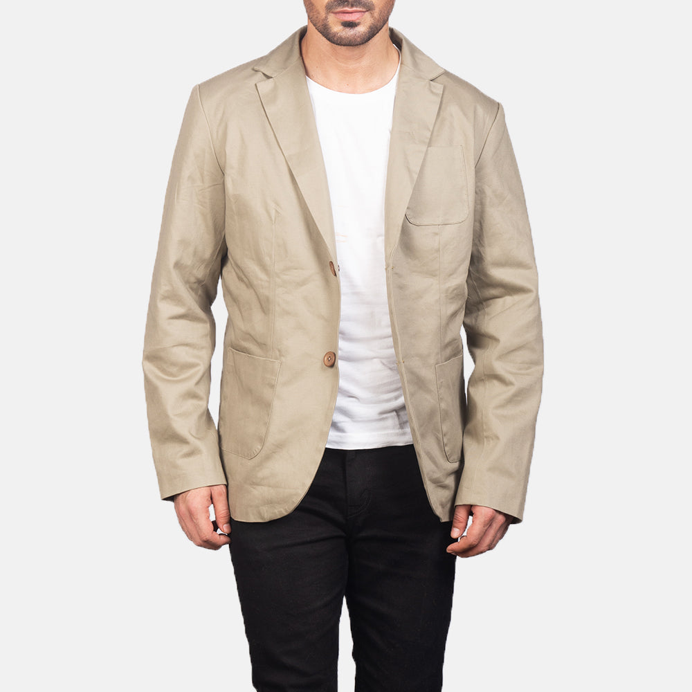 Borges Beige Blazer - men's blazer in beige nylon-polyester fabric, view 1