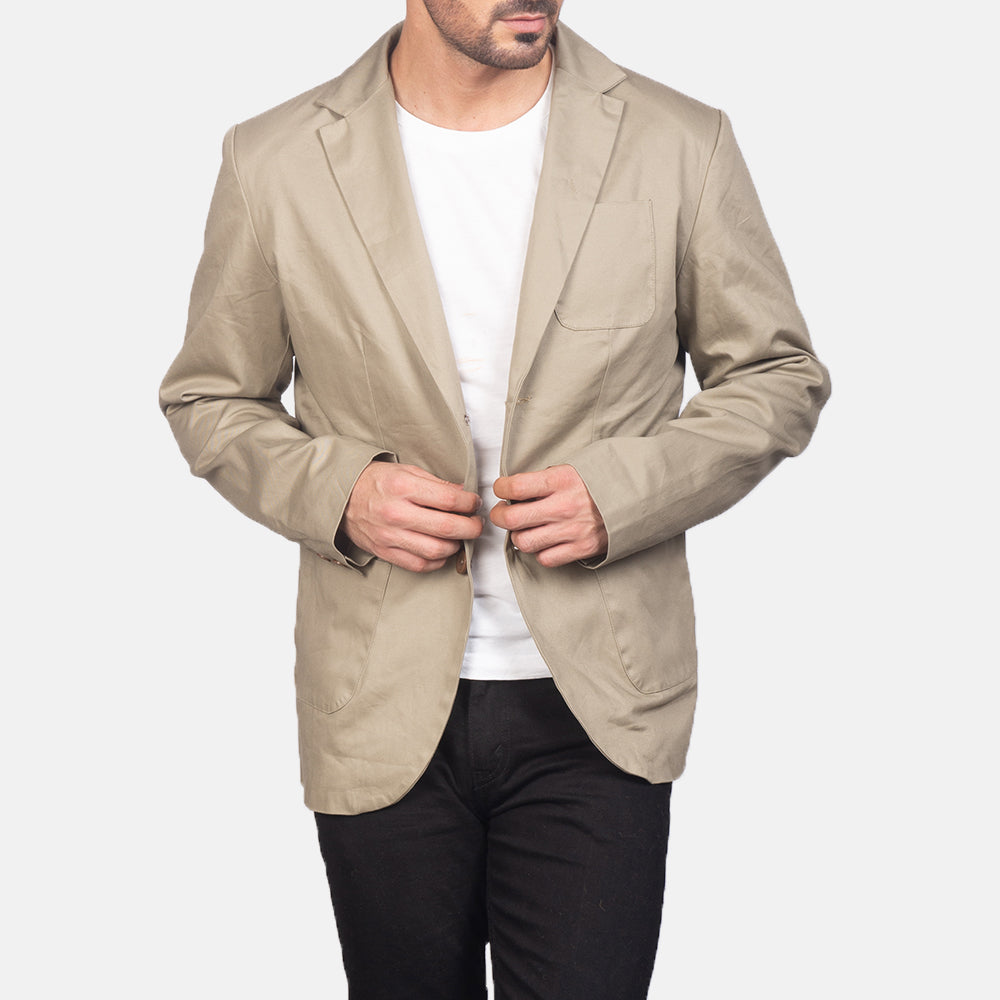 Borges Beige Blazer - men's blazer in beige nylon-polyester fabric, view 2