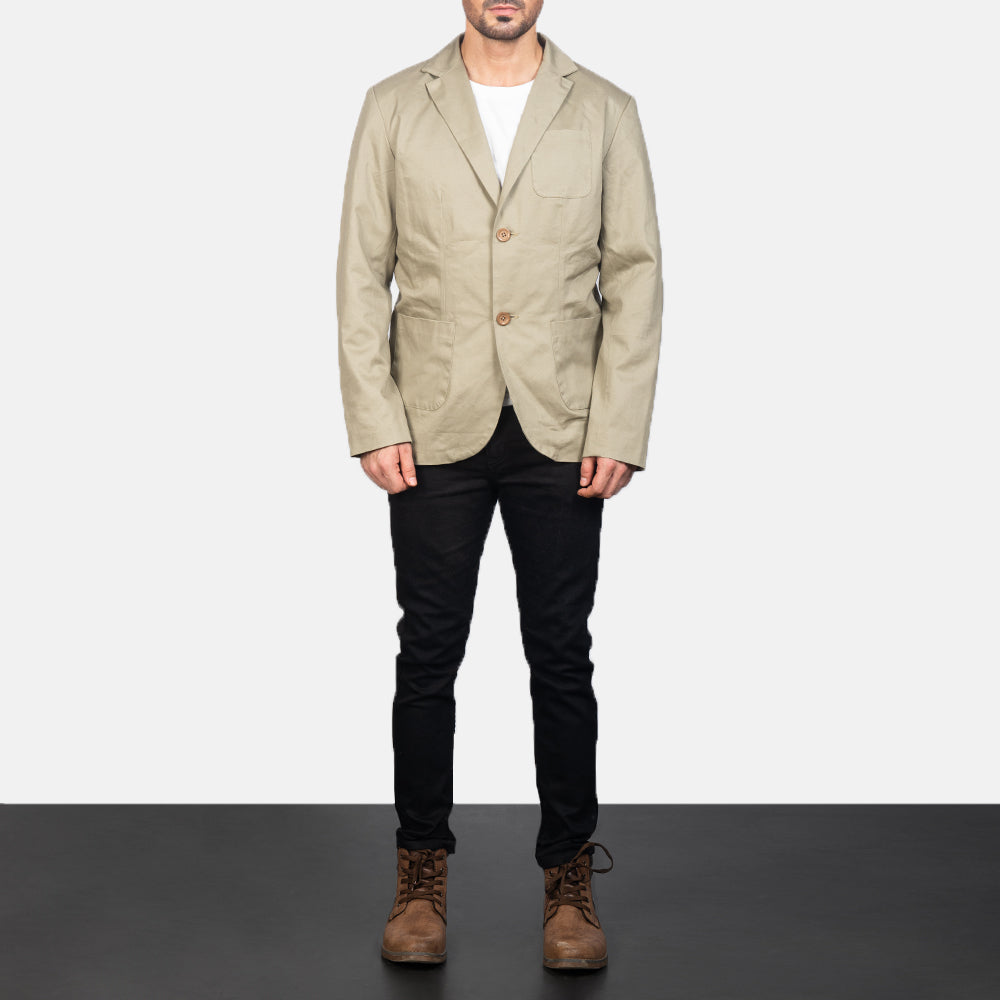 Borges Beige Blazer - men's blazer in beige nylon-polyester fabric, view 3