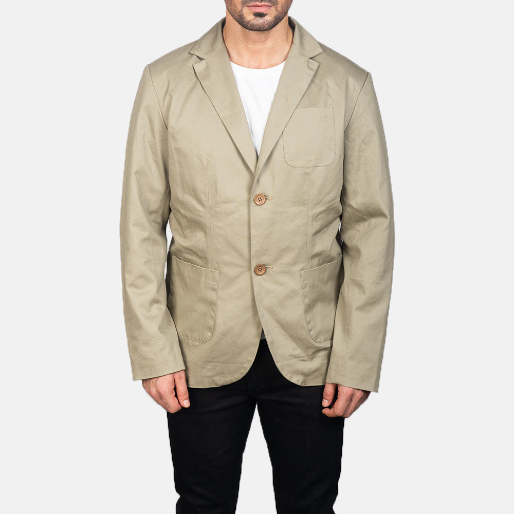 Borges Beige Blazer - men's blazer in beige nylon-polyester fabric, view 4