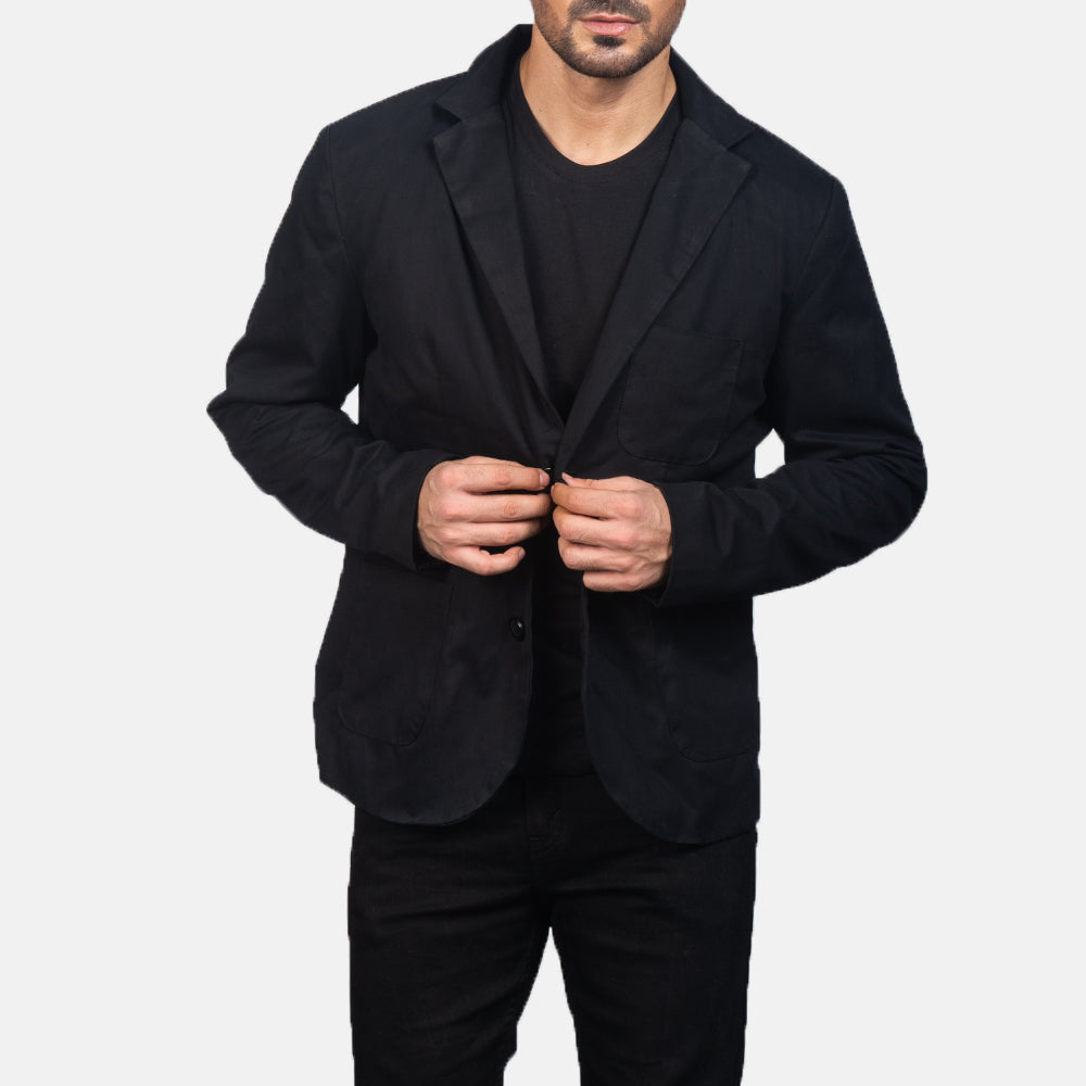 Borges Black Blazer - men's blazer in black nylon-polyester fabric, view 1