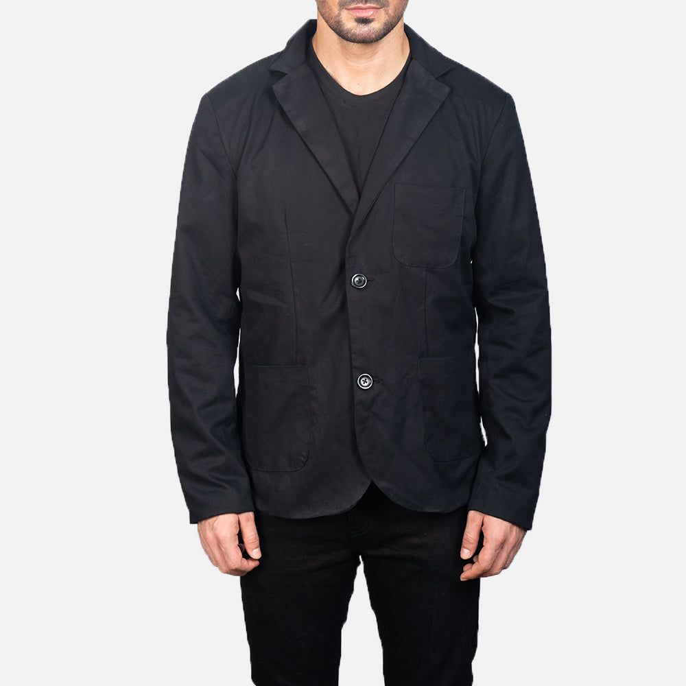 Borges Black Blazer - men's blazer in black nylon-polyester fabric, view 4