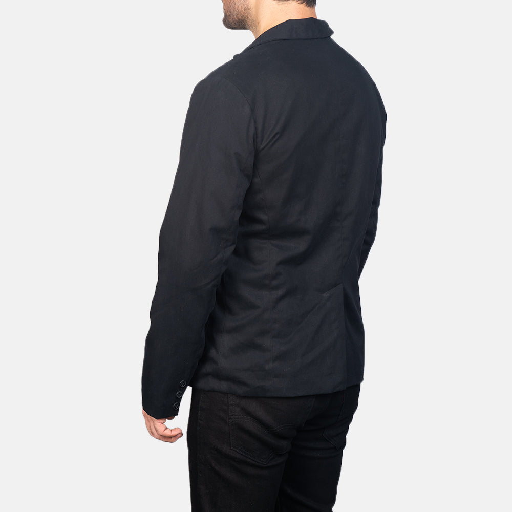 Borges Black Blazer - men's blazer in black nylon-polyester fabric, view 5