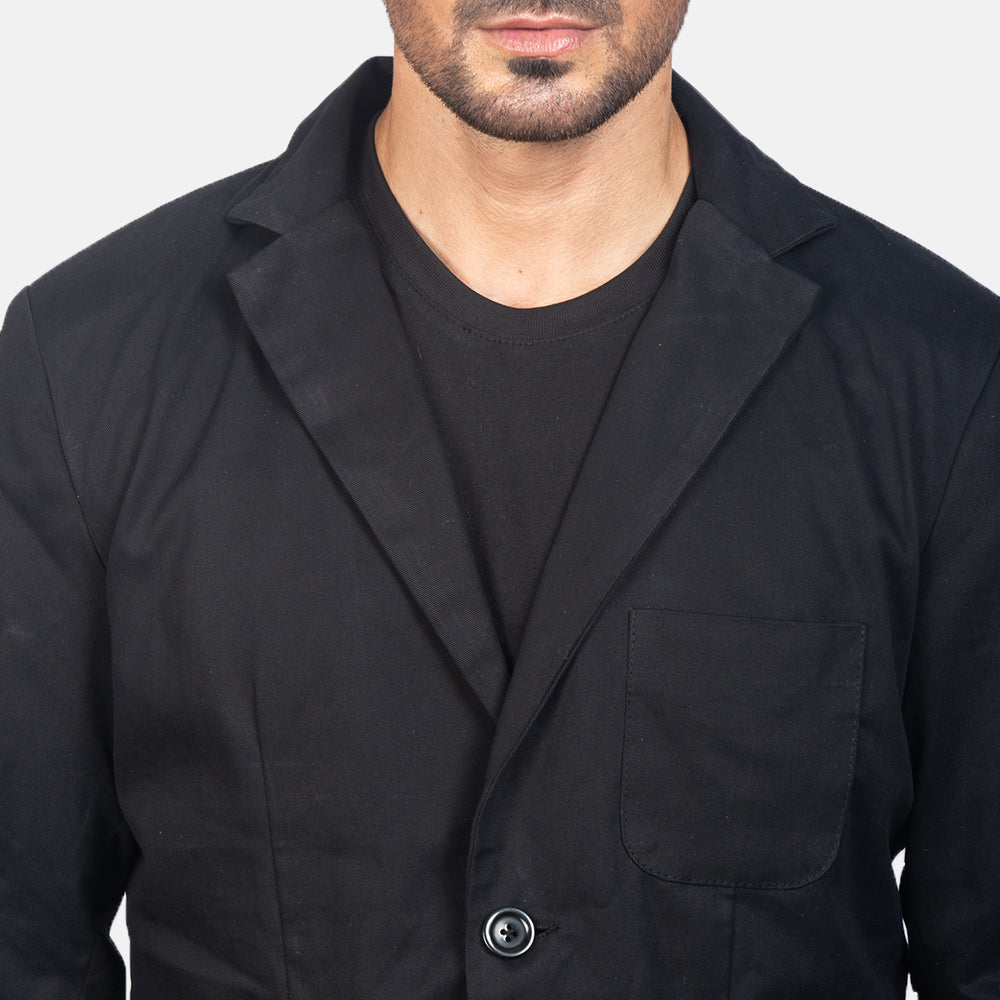 Borges Black Blazer - men's blazer in black nylon-polyester fabric, view 6