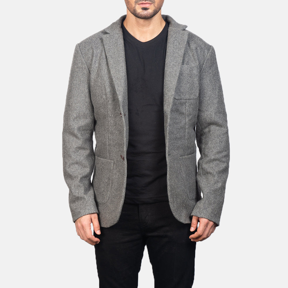 Borges Grey Wool Blazer - men's blazer in grey wool, view 1