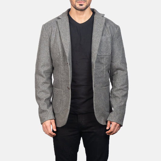 Borges Grey Wool Blazer - men's blazer in grey wool, view 1