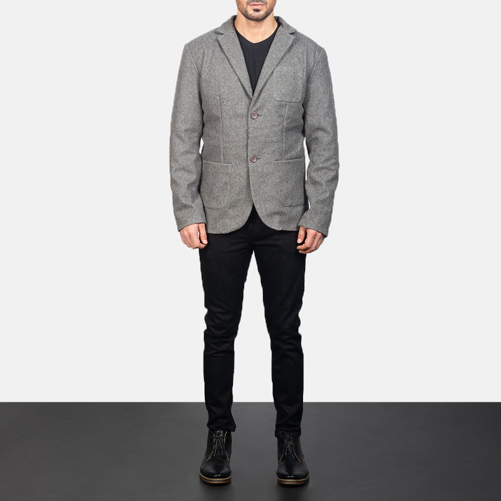 Borges Grey Wool Blazer - men's blazer in grey wool, view 3