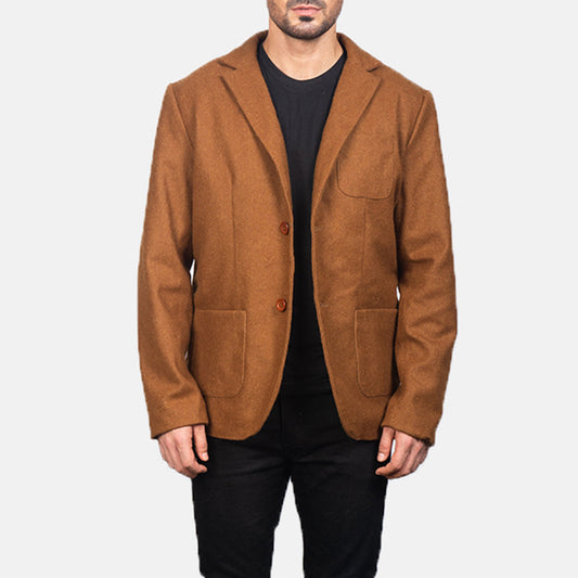 Borges Khaki Wool Blazer - men's blazer in classic wool, view 1