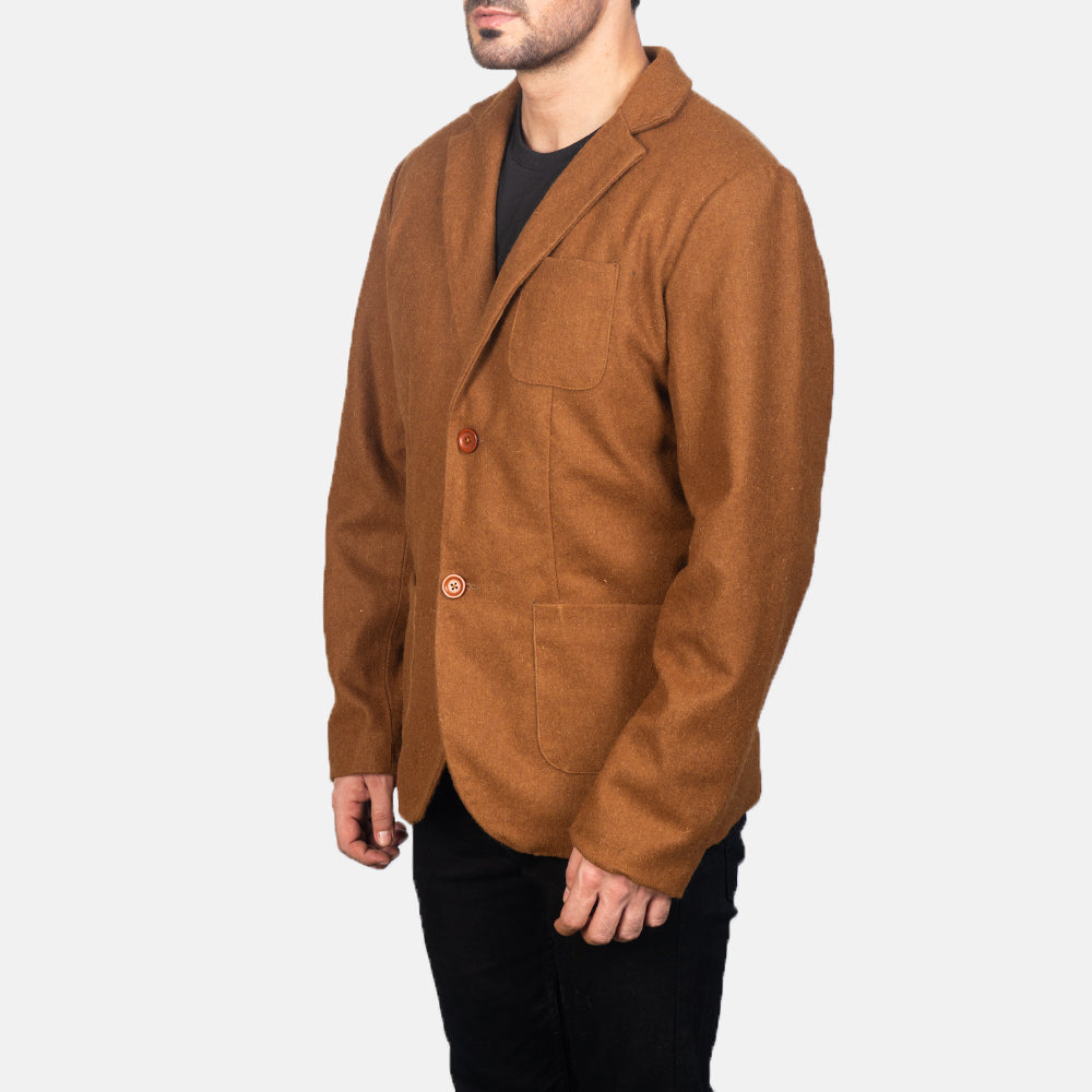 Borges Khaki Wool Blazer - men's blazer in classic wool, view 2