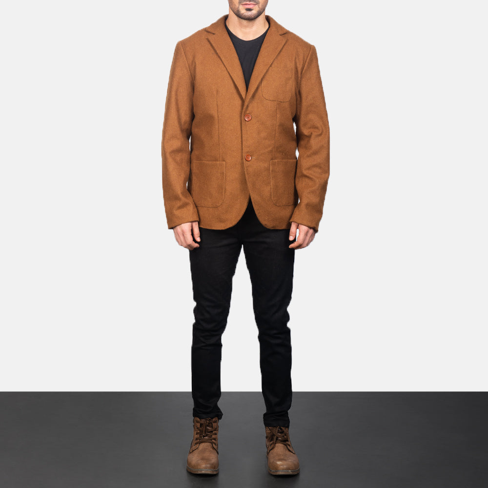 Borges Khaki Wool Blazer - men's blazer in classic wool, view 3