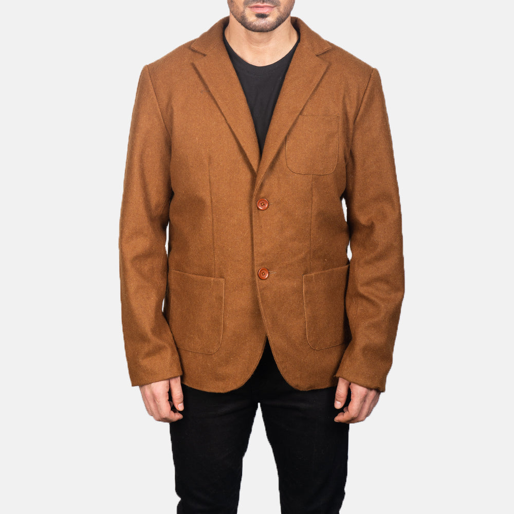 Borges Khaki Wool Blazer - men's blazer in classic wool, view 4