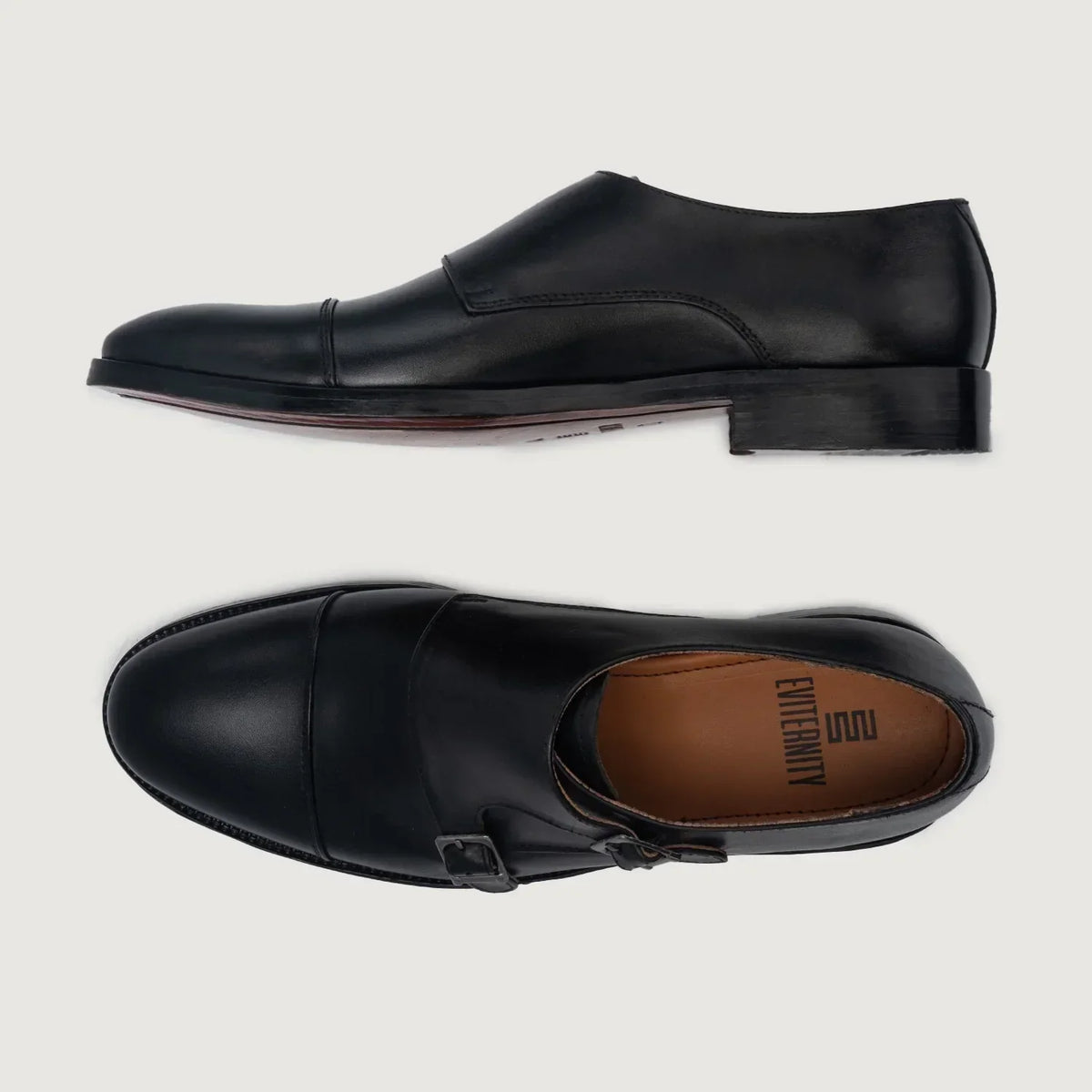Boston Double Monk Strap Black Leather Shoes - men's shoes in black genuine leather, view 3