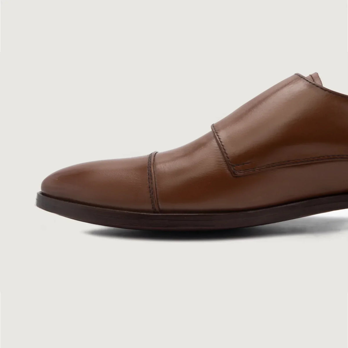 Boston Double Monk Strap Brown Leather Shoes - men's shoes in brown genuine leather, view 6