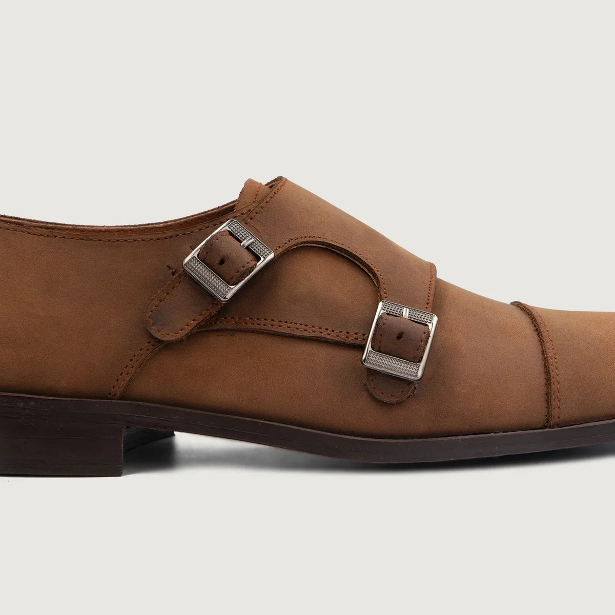 Boston Double Monk Strap Oil Pull-up Brown Leather Shoes - men's shoes in brown pull-up leather, view 6