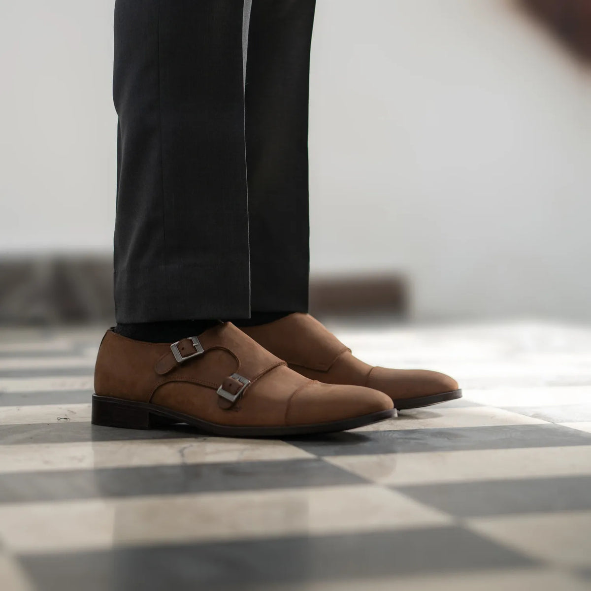 Boston Double Monk Strap Oil Pull-up Brown Leather Shoes - men's shoes in brown pull-up leather, view 7