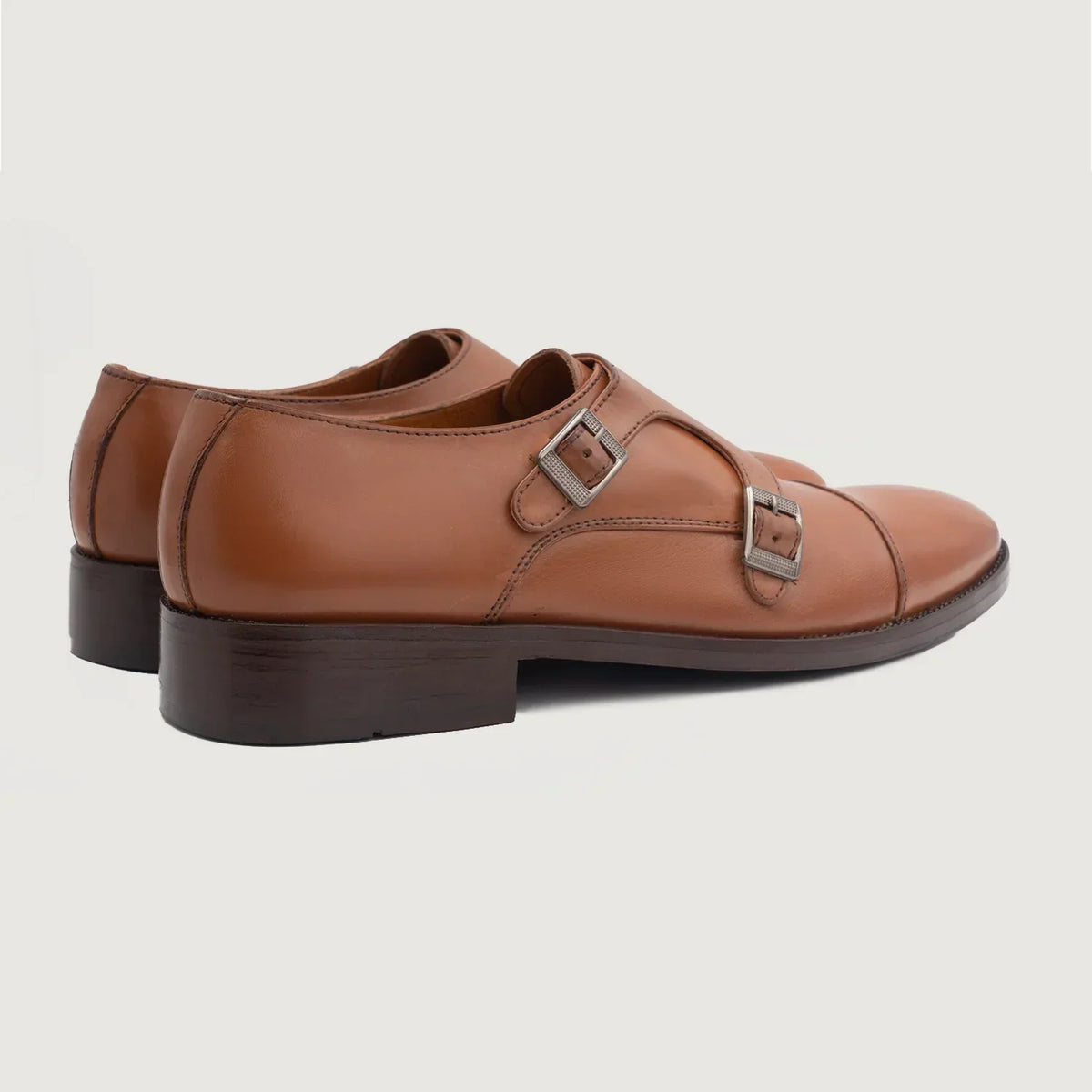 Boston Double Monk Strap Tan Leather Shoes - men's shoes in tan genuine leather, view 4