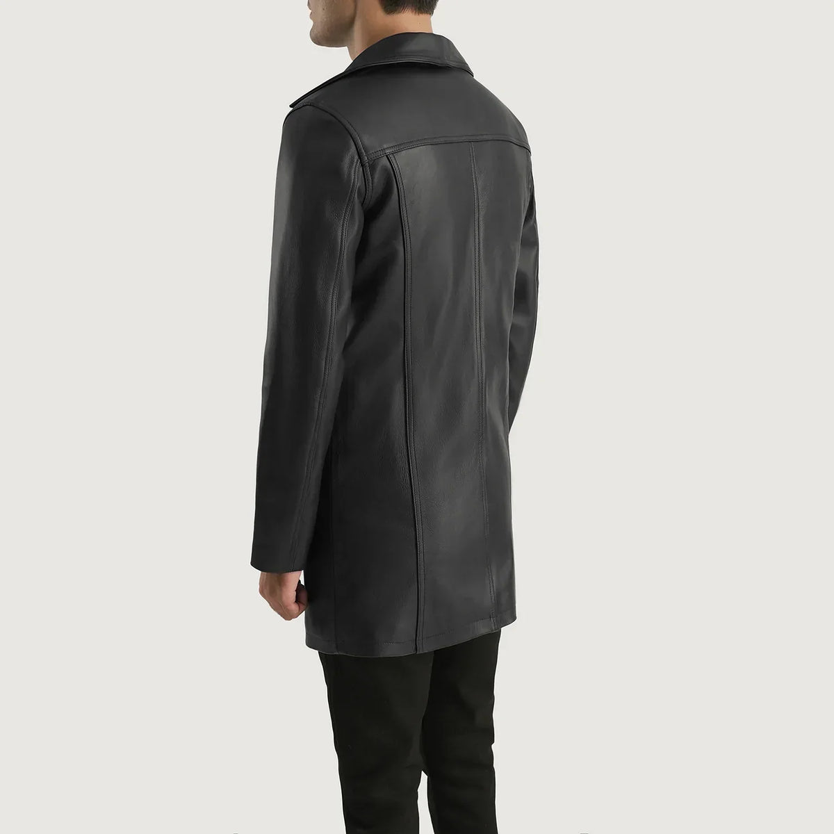 Brawnton Black Leather Coat - men's coat in black cowhide leather, view 5