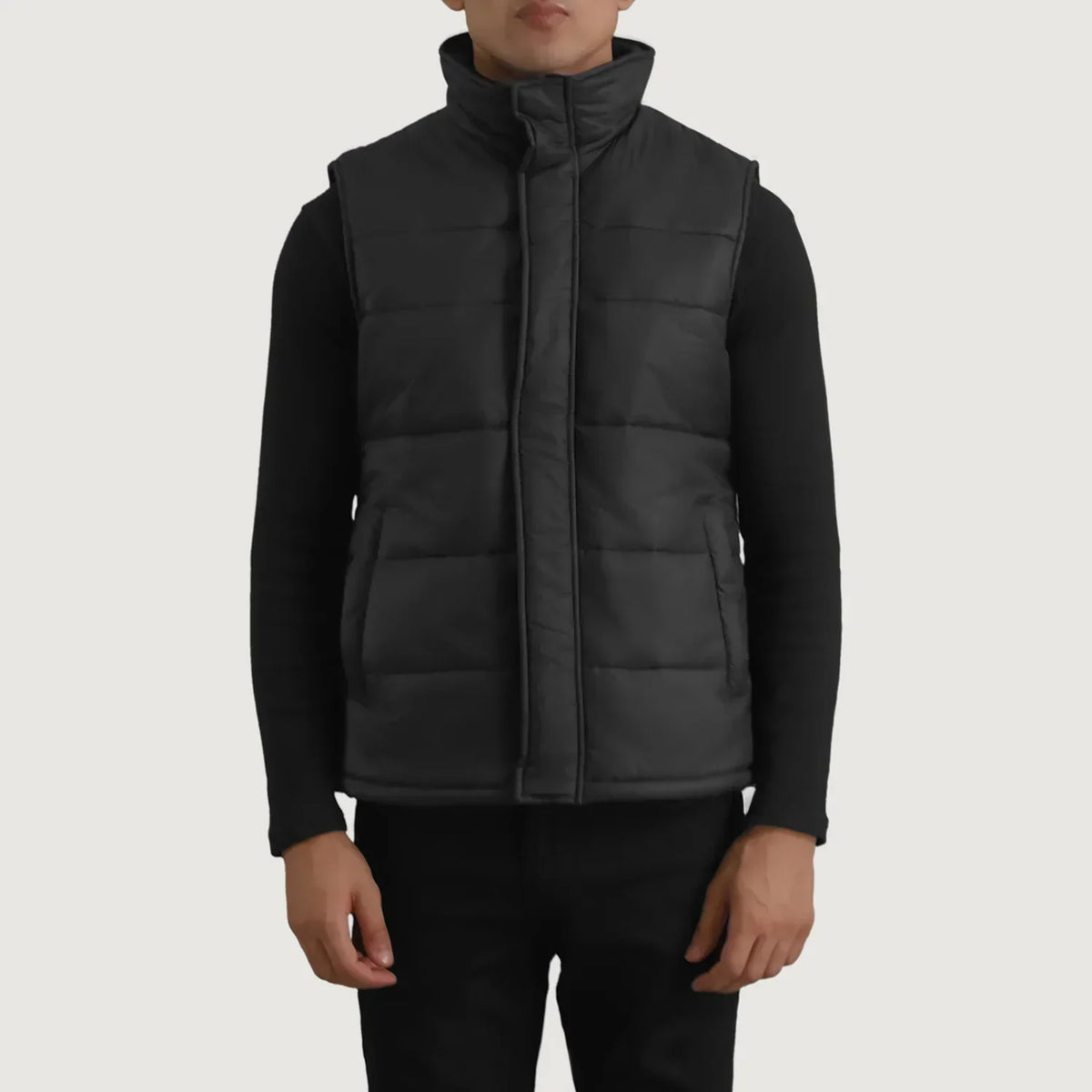 Bryan Black Puffer Vest - men's vest in black nylon-polyester fabric, view 4