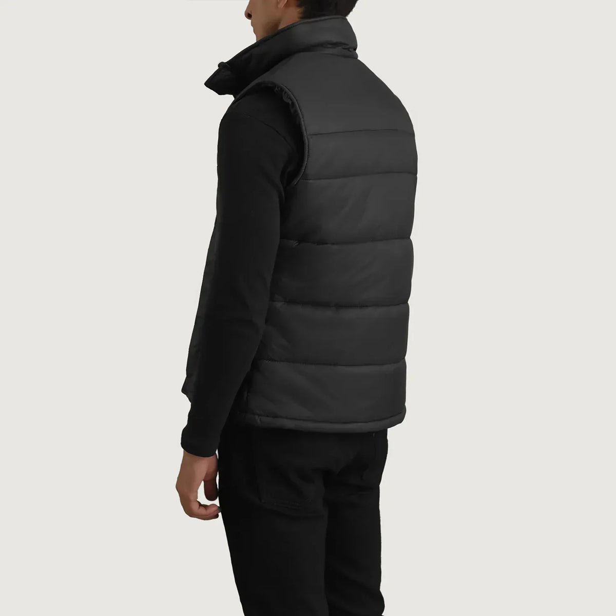 Bryan Black Puffer Vest - men's vest in black nylon-polyester fabric, view 5