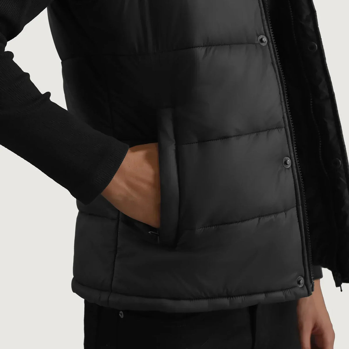 Bryan Black Puffer Vest - men's vest in black nylon-polyester fabric, view 6