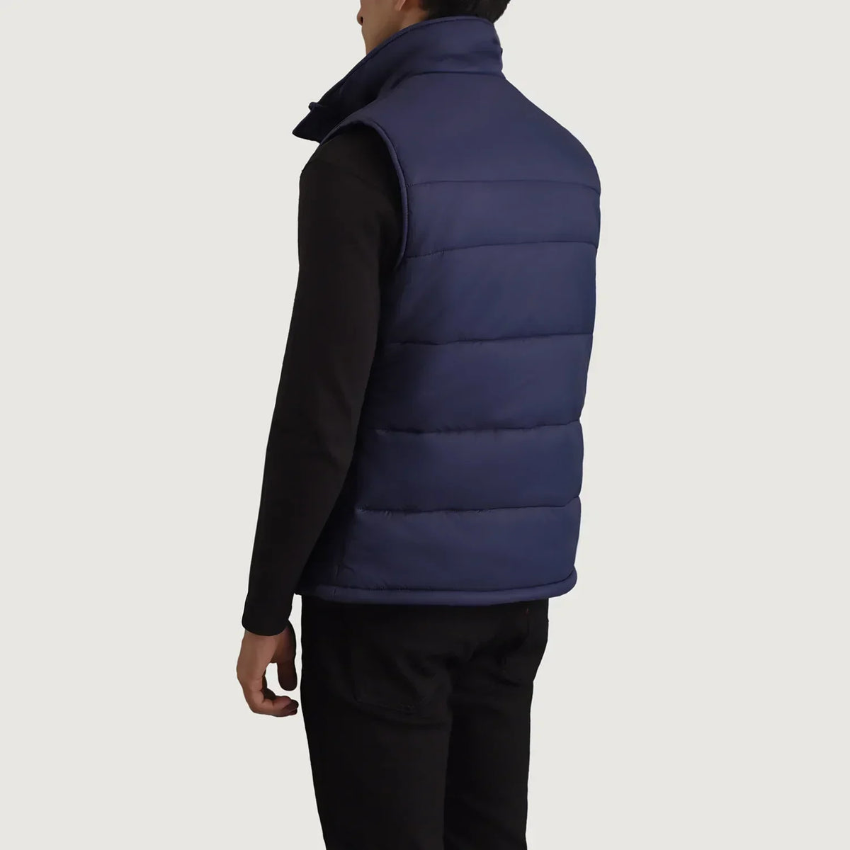 Bryan Blue Puffer Vest - men's vest in blue nylon-polyester fabric, view 5