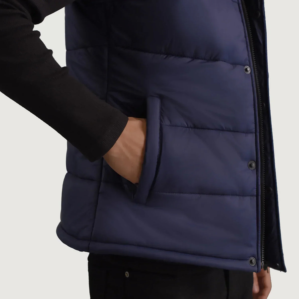 Bryan Blue Puffer Vest - men's vest in blue nylon-polyester fabric, view 6
