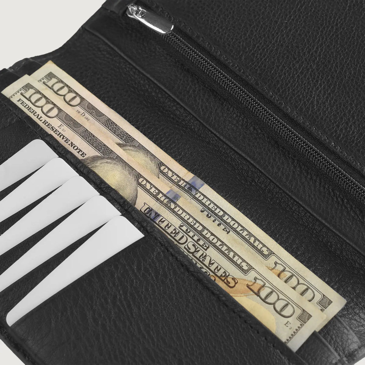 Brex Cameron Black Leather Long Wallet - black long leather wallet, view 4