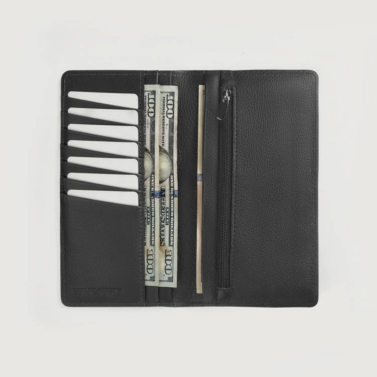 Brex Cameron Black Leather Long Wallet - black long leather wallet, view 5
