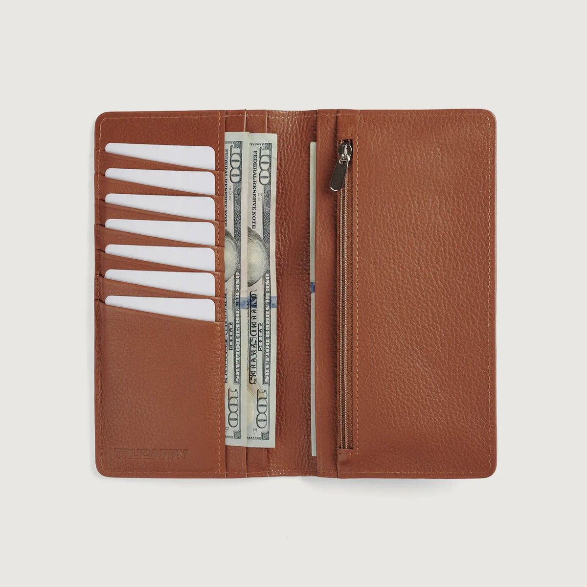 Brex Cameron Brown Leather Long Wallet - brown long leather wallet, view 5