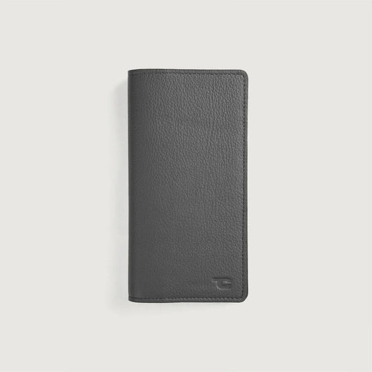 Brex Cameron Grey Leather Long Wallet - grey long leather wallet, view 1