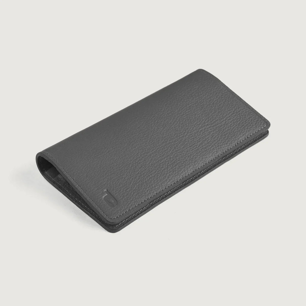 Brex Cameron Grey Leather Long Wallet - grey long leather wallet, view 3