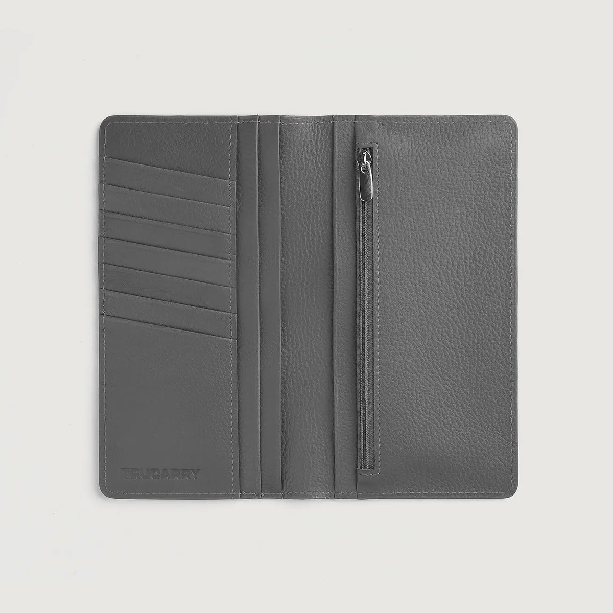 Brex Cameron Grey Leather Long Wallet - grey long leather wallet, view 4