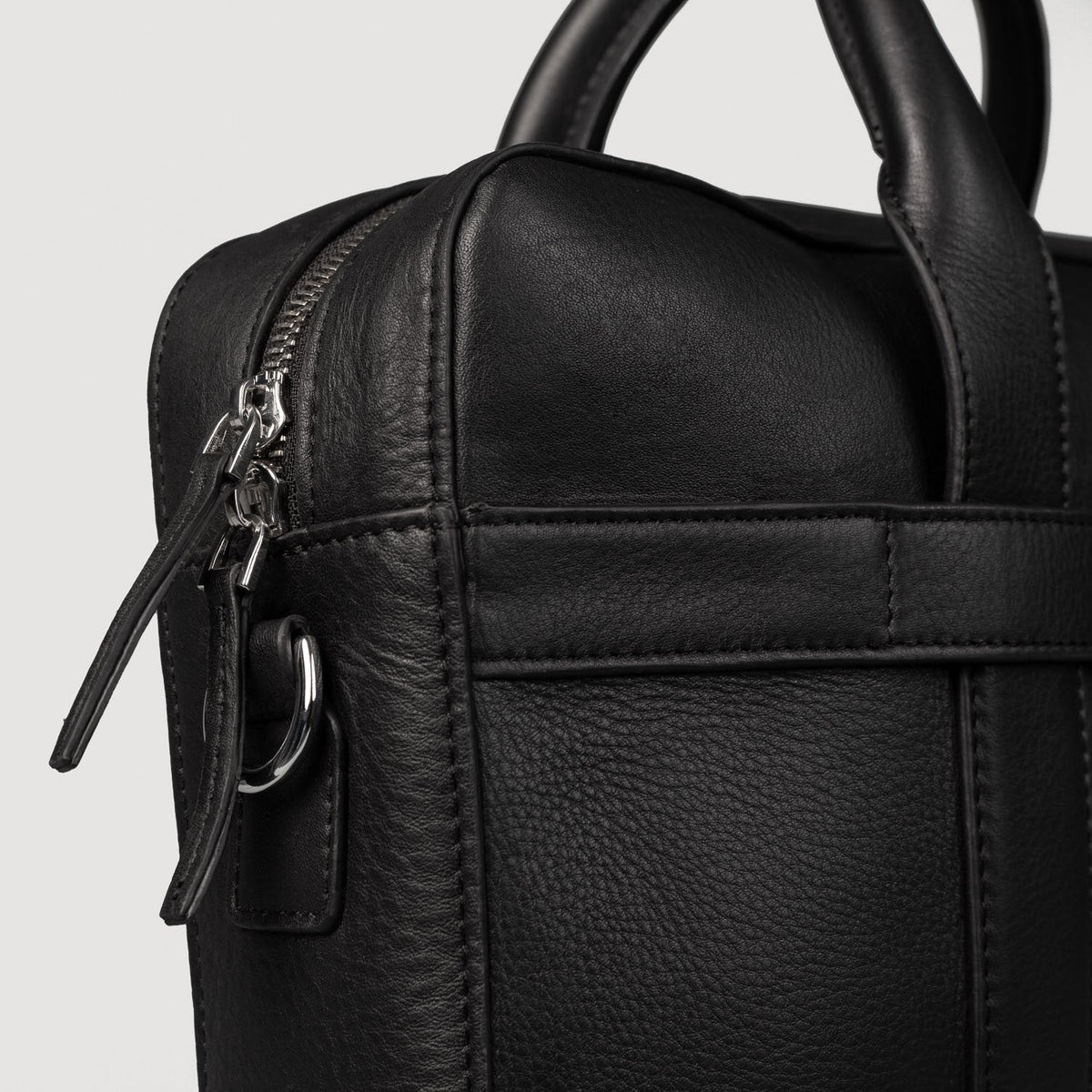 Brex Captain Black Leather Briefcase - black leather briefcase, view 8
