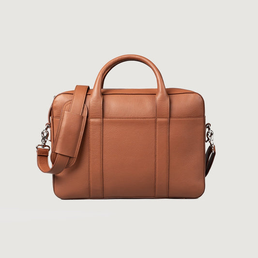 Brex Captain Brown Leather Briefcase - brown leather briefcase, view 1
