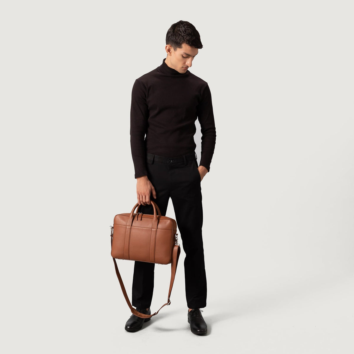 Brex Captain Brown Leather Briefcase - brown leather briefcase, view 2