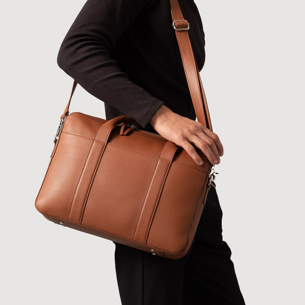 Brex Captain Brown Leather Briefcase - brown leather briefcase, view 5