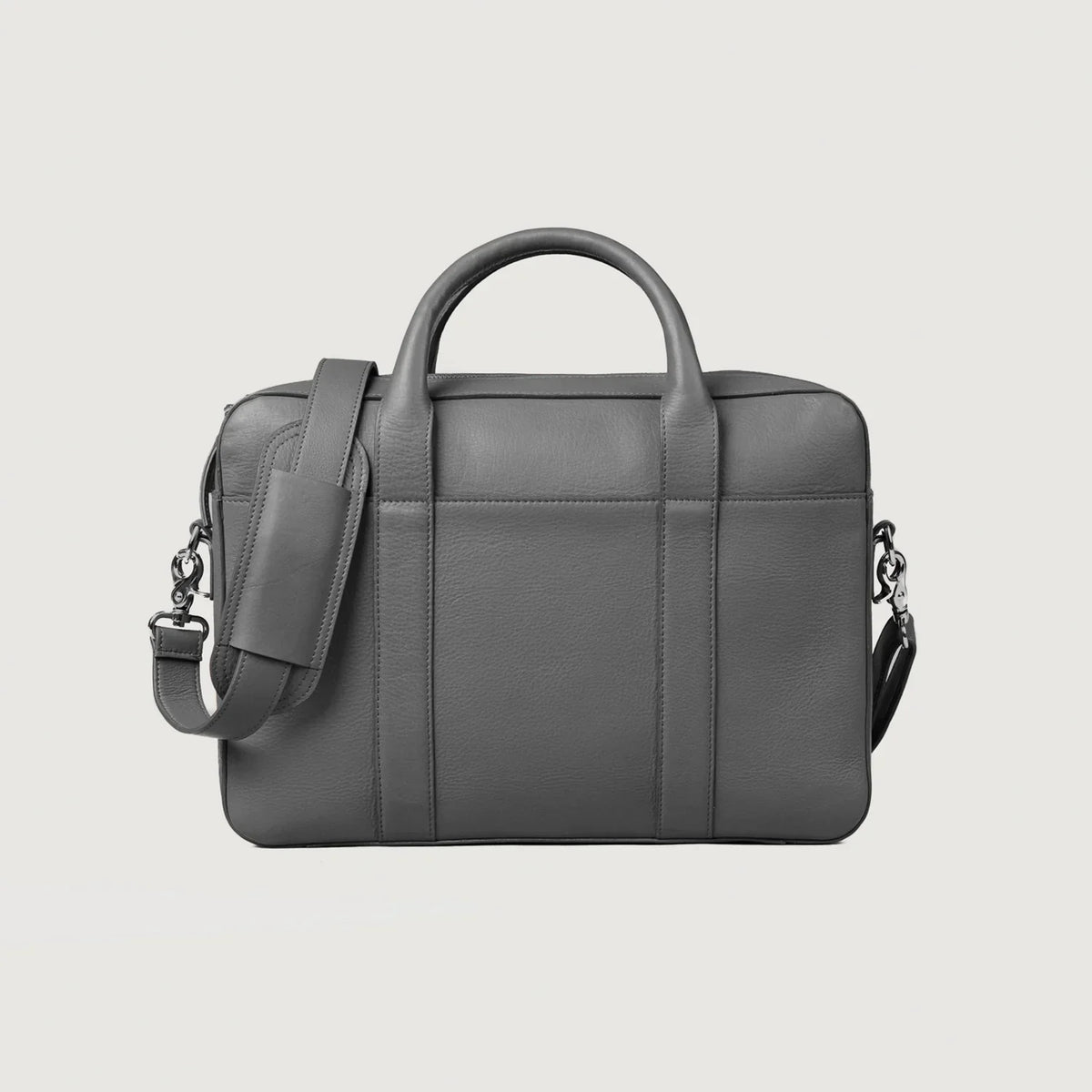 Brex Captain Grey Leather Briefcase - grey leather briefcase, view 1