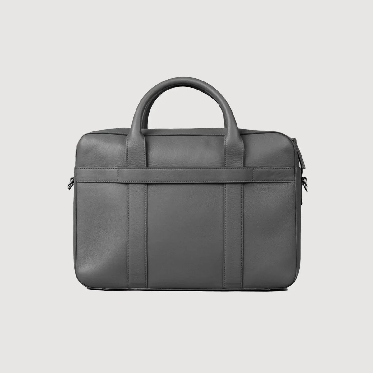 Brex Captain Grey Leather Briefcase - grey leather briefcase, view 2