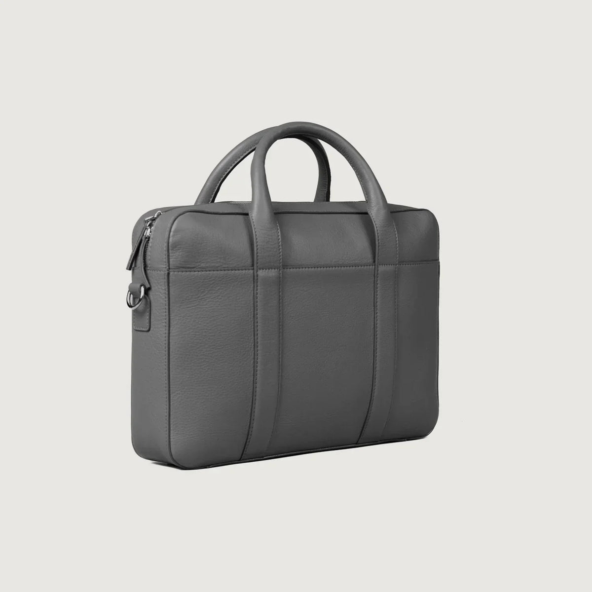 Brex Captain Grey Leather Briefcase - grey leather briefcase, view 4